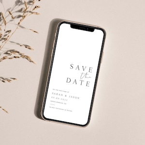 SARAH Minimal Wedding Save The Date Evite Template, Digital Save The Date Template Download, Electronic Save The Date, Modern Save The Date