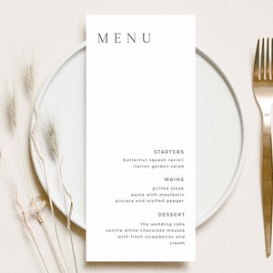 SARAH Simple Wedding Menu, Elegant Wedding Menu Template Download, Classic Wedding Menu, Printable Wedding Menu Instant Download