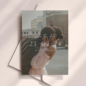 Save The Date With Photo Template, Printable Save The Date Tamplate Download, Minimalist Save The Date Template, Instant Download, Editable