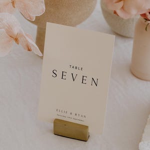 ELLIE Minimalist Wedding Table Number Template, Elegant Printable Seat Numbers, Editable Table Sign