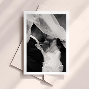 CHRISTINE Hochzeit Dankeskarte mit Fotovorlage, minimale Dankeschön-Karte Vorlage Download, druckbare Dankeschön-Karte, Sofort-Download