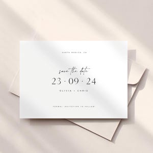 Modello minimalista moderno per Save the Date da scaricare, Save the Date numerico semplice, Save the Date orizzontale, Annuncio di matrimonio stampabile