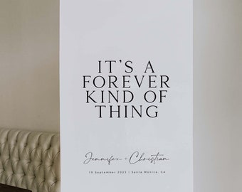 Wedding Quote Welcome Sign Template Download, Printable It's A Forever Kind Of Thing Welcome Sign, Minimal Modern Wedding Ceremony Sign
