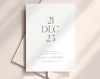 Minimal Modern Save The Date Template Download, Printable Save The Date Tamplate, Minimal Simple Numeric Save The Date, Instant Download