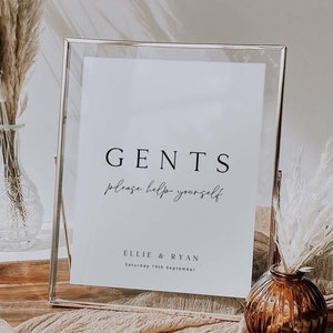 ELLIE Wedding Bathroom Sign Template, Printable Gents Please Help Yourself Sign, Wedding Bathroom  Basket Sign, Wedding Restroom Sign