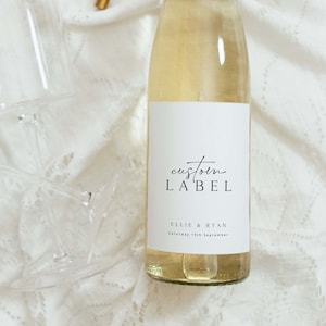 ELLIE Minimal Custom Wine Label Template, Fully Editable Wedding Wine Label Template, Printable Wine Labels, Personalized Gift Wine Labels