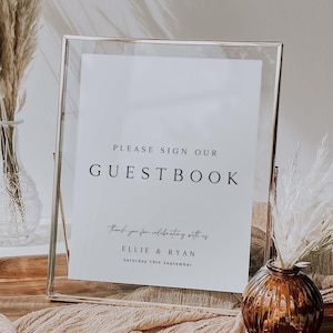 ELLIE Minimal Guestbook Sign Template, Guestbook Sign Template Download, Printable Wedding Guestbook Sign, Modern Minimalist Wedding Signage