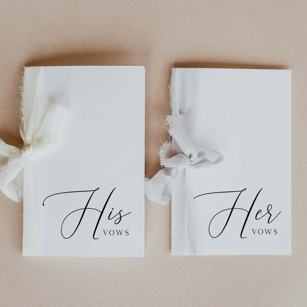 Wedding Vow Books Template Download, Printable His And Hers Vow Books, Vow Books Set Of 2, Minimal Caligraphy Vow Books, Elegant Vows Books