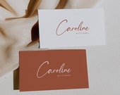 Minimalist Table Name Card, Wedding Place Cards, Tent Fold Guests Tag, Editable Seating Template, Printable Name Card, Flat and Tentfolded