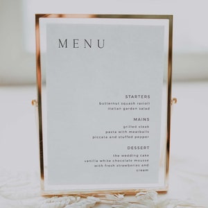 SARAH Simple Wedding Menu, Elegant Wedding Menu Template Download, Classic Wedding Menu, Printable Wedding Menu Instant Download