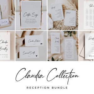 CLAUDIA Minimal Wedding Reception Bundle, Printable Wedding Signs Template Download, Modern Wedding Signage, Fully Editable Instant Download