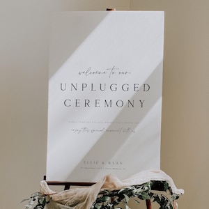 ELLIE Minimalist Unplugged Ceremony Sign Template, Modern Unplugged Wedding Sign, Unplugged Wedding Welcome Sign Poster, Wedding Welcome