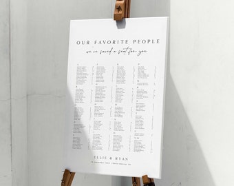 ELLIE Alphabetical Wedding Seating Chart Template Download, Our Favorite People Seating Chart Poster, Minimal Modern Wedding Seating Chart