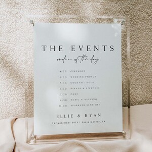 ELLIE Minimale Hochzeit Ereignisse Timeline Zeichen Vorlage Download, Auftrag der Ereignisse Zeichen, Timeline Hochzeitsschild, Hochzeitstag Kalender Zeichen DIY