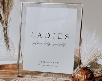 ELLIE Wedding Bathroom Sign Template, Printable Ladies Please Help Yourself Sign, Wedding Bathroom  Basket Sign, Wedding Restroom Sign