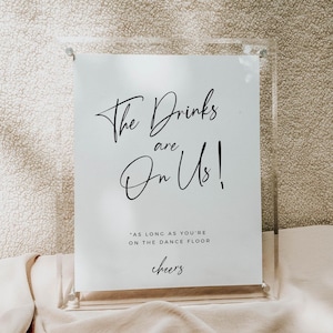 Modern Open Bar Wedding Sign Template, Wedding Drinks Sign, The Drinks Are On Us Sign, Printable Open Bar Sign Wedding, Funny Open Bar Sign