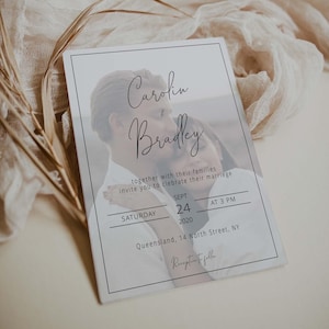 Photo Wedding Invitation, Simple Wedding Invitation Template Download, Printable Wedding Invitation With Photo, Editable, Instant Download