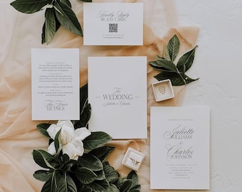 JULIETTE Old Money Wedding Invitation Suite Template – Printable, Editable Invitation, RSVP & Details
