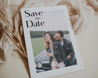 SERENA Save The Date With Photo Template, Printable Save The Date Tamplate Download, Minimalist Save The Date Template, Instant Download