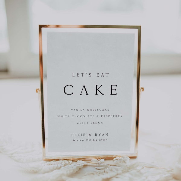 ELLIE Let's Eat Cake Wedding Sign Template Download, Printable Weddig Cake Table Sign, Minimal Wedding Menu Template, Instant Download