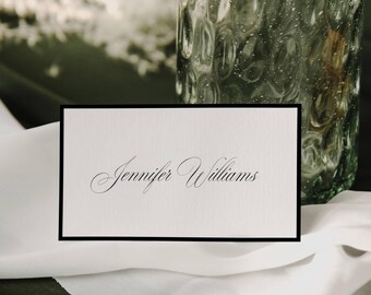 JULIETTE Old Money Wedding Place Cards: Editable Printable Seating Flat and Tent Fold Guest Tags Template, Canva Template
