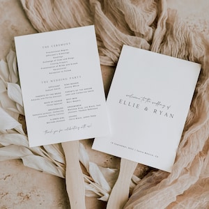 ELLIE Minimal Hochzeitsprogramm Fächer Vorlage, Einfache Hochzeitsfächer, Hochzeitszeremonie Fächer Vorlage, Druckbare Hochzeitsprogramm Fächer