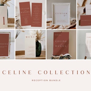 CELINE Terracotta Wedding Reception Bundle, Rust Orange Wedding Signs Template Download, Burnt Orange Wedding Signage, Fall Wedding Signage