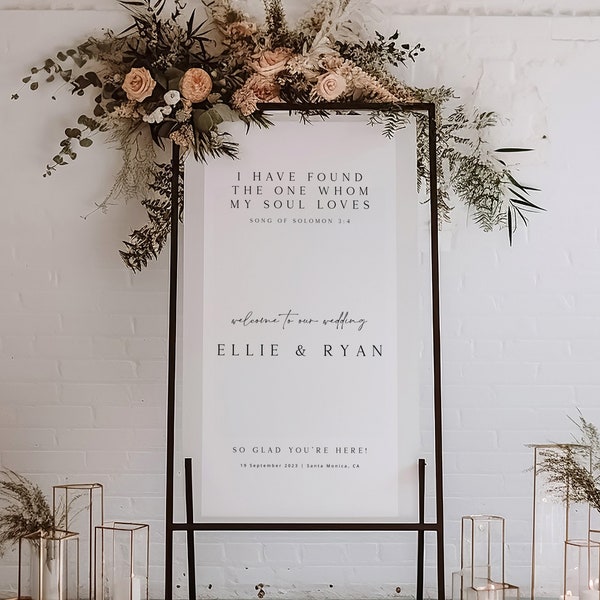 ELLIE Wedding Quote Sign Template, Bible Verse Wedding Sign, I Have Found The One Whom My Soul Loves Printable Sign, Sogn Of Solomon Sign