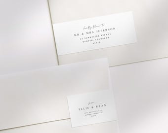 ELLIE Wraparound Address Label Template, Printable Label Template For Envelope, Minimal Modern Wedding Address Label Template Download