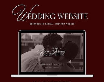 Burgundy Old Money Wedding Website Template with RSVP – Editable Canva Design, Timeless Aesthetic, Instant Download