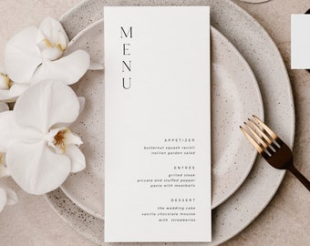 Minimal Elegant Wedding Menu Template, Modern Wedding Menu Template Download, Simple Wedding Menu, Printable Wedding Menu Instant Download