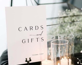 CLAIRE Minimal Cards And Gifts Wedding Sign Template Download, Wedding Reception Cards And Gifts Sign, Modern Tabletop Cards & Gifts Sign