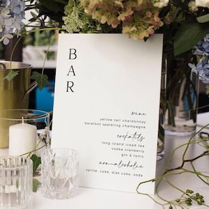 CHRISTINE Minimalist Wedding Bar Menu Template Download, Modern Wedding Bar Menu Sign, Printable Open Bar Menu, Editable Wedding Drinks Sign