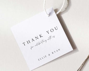 ELLIE Minimalist Square Favor Tag Template Download, Wedding Favor Tag Template, Printable Favor Tag, Modern Thank You Tag, Instant Download