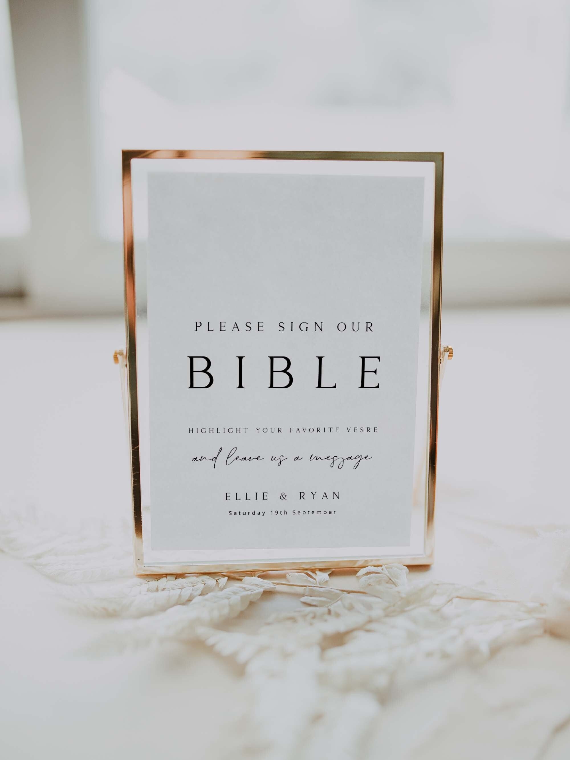 ELLIE Bible Guestbook Sign Template, Please Sign Bible Guestbook Sign ...