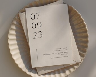 Minimalist Modern Save The Date Template Download, Printable Simple Wedding Save The Date Card