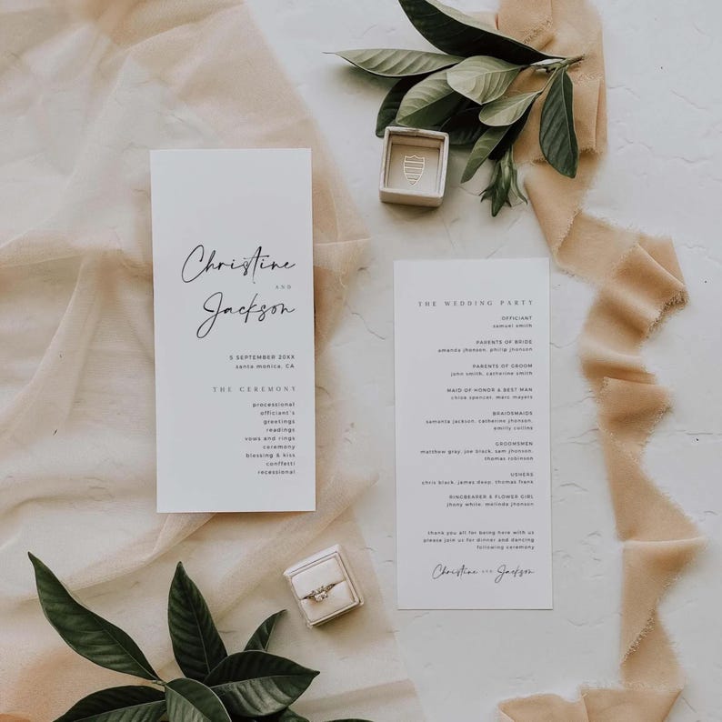 CHRISTINE Modern Elegant Wedding Invitation Bundle, DIY Minimal Large Wedding Kit, Modern Minimal Wedding Invitation Suite Template Bundle image 6