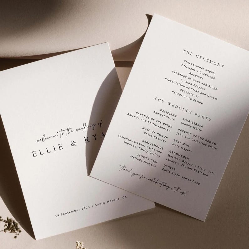 ELLIE Minimal Modern Wedding Reception Bundle Template, Printable Wedding Signs Template Download, Modern Wedding Signage, Fully Editable image 4