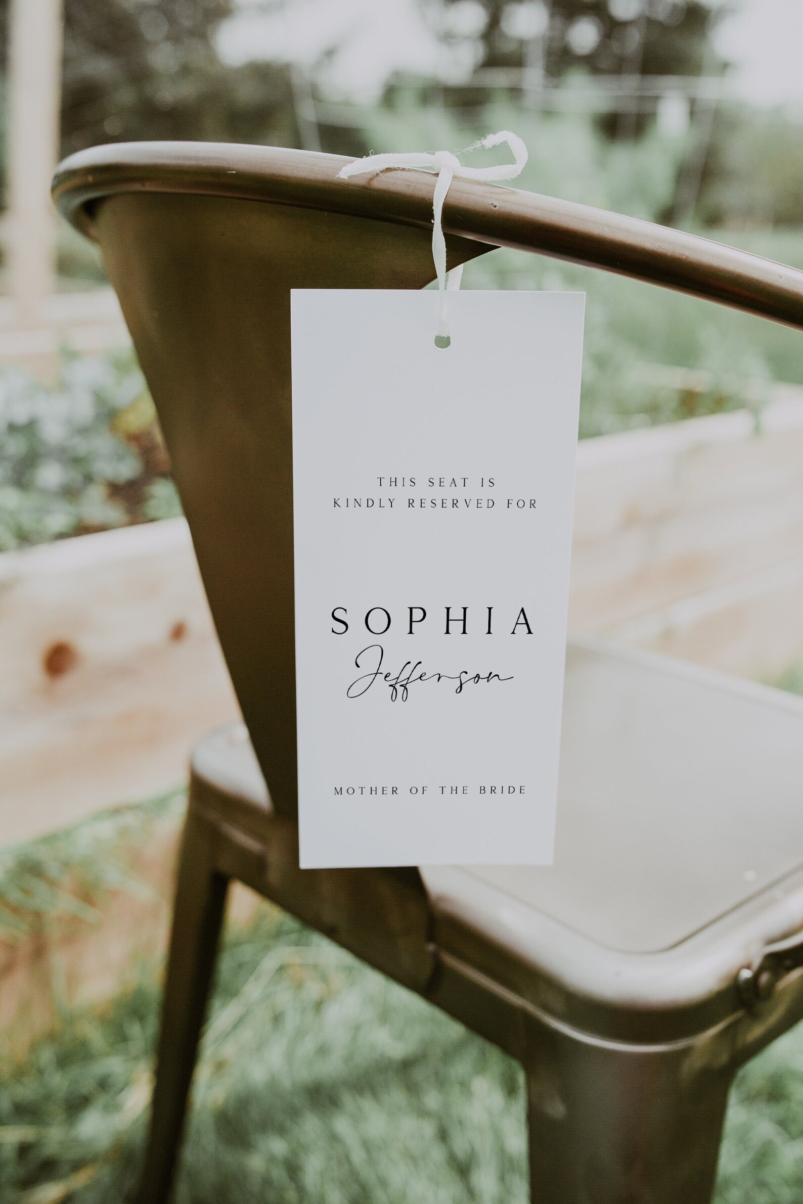 ELLIE Reserved Chair Tag Template Download, Elegant Reserved Seat Sign ...