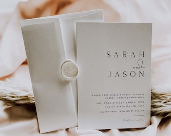 SARAH Classic Wedding Invitation Template Download, Elegant Weding Invitation Tamplate, Simple Wedding Invitation, Instant Download