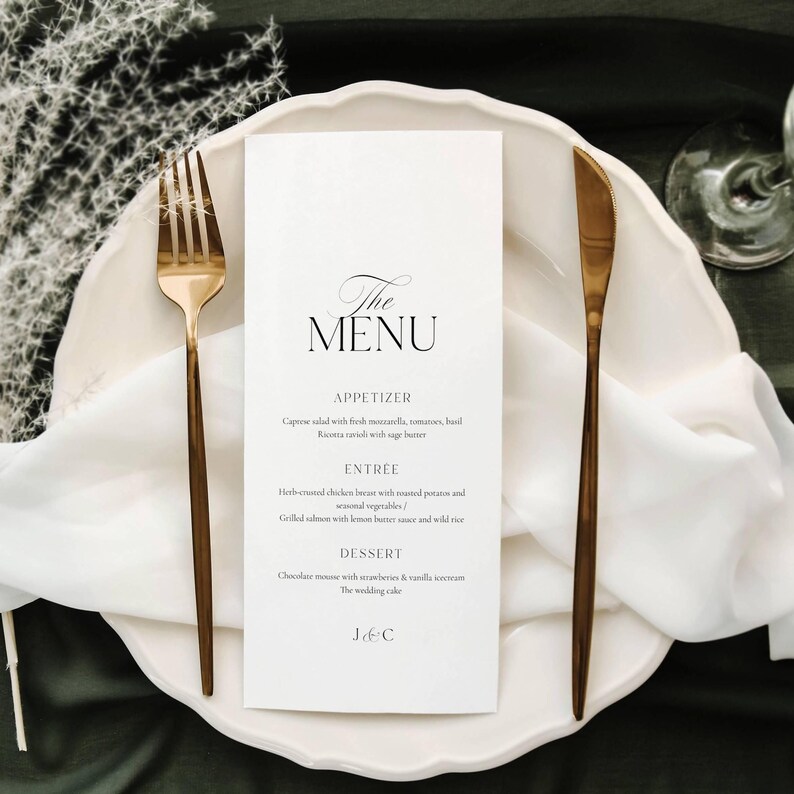 JULIETTE Classic Old Money Wedding Menu Template, Editable Printable ...