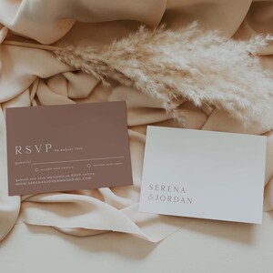 Beige Wedding Invitation Suite Template, Boho Minimalist Wedding Invitation Template, Wedding Invitation With Rsvp, Editable Invitation Set image 7
