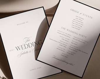 Classic Old Money Wedding Program Template, Printable Timeless Wedding Ceremony Program, Digital Download