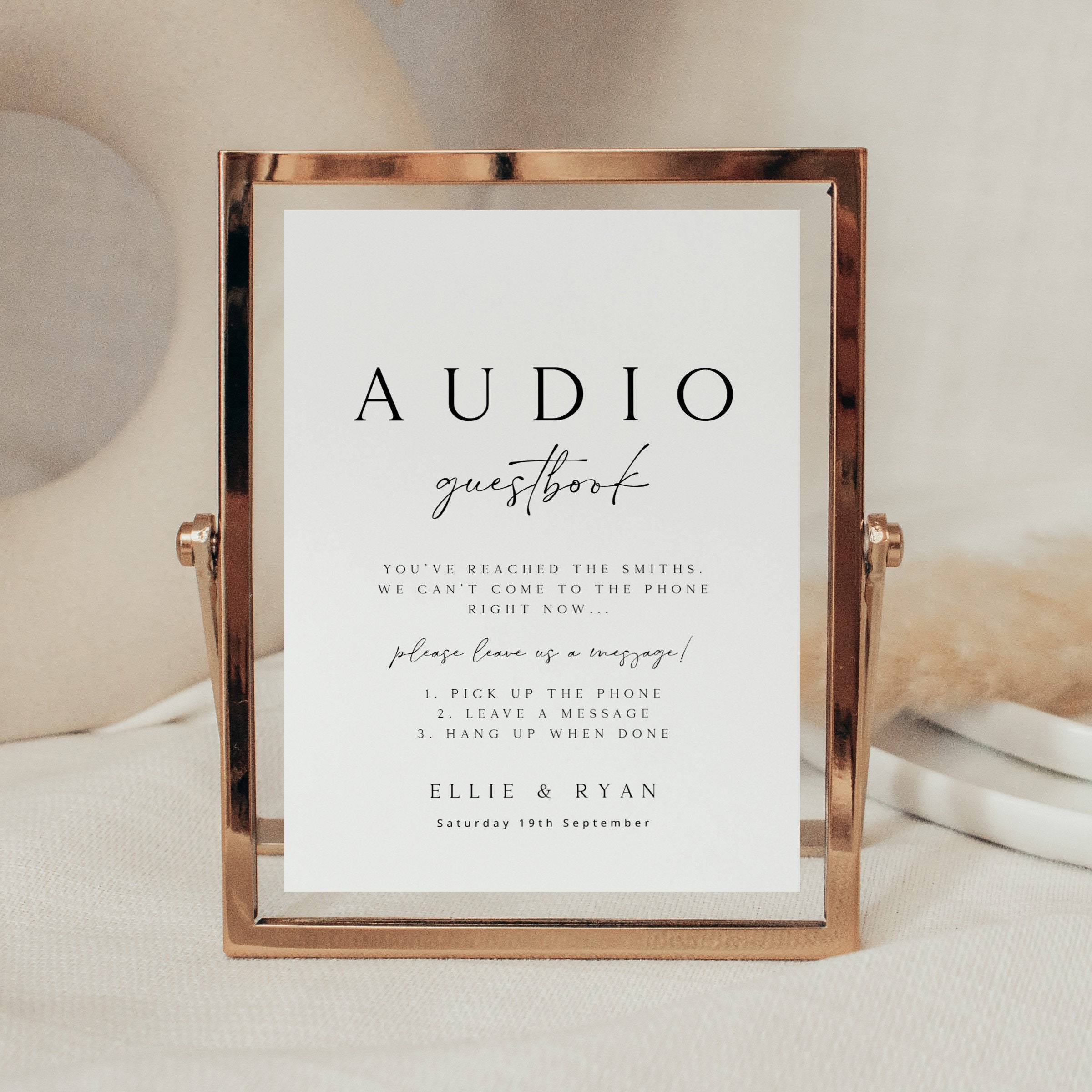 ELLIE Audio Guestbook Sign Template, Wedding Phone Message Guestbook ...