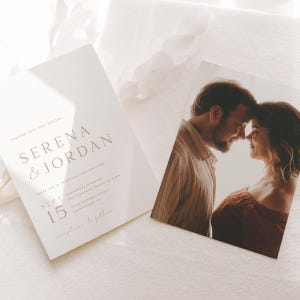 Beige Wedding Invitation Suite Template, Boho Minimalist Wedding Invitation Template, Wedding Invitation With Rsvp, Editable Invitation Set image 6