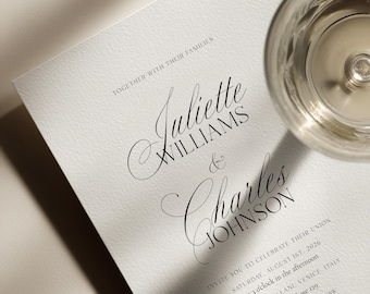 JULIETTE Timeless Elegant Wedding Invitation Template – Printable Editable Invite, Canva Template