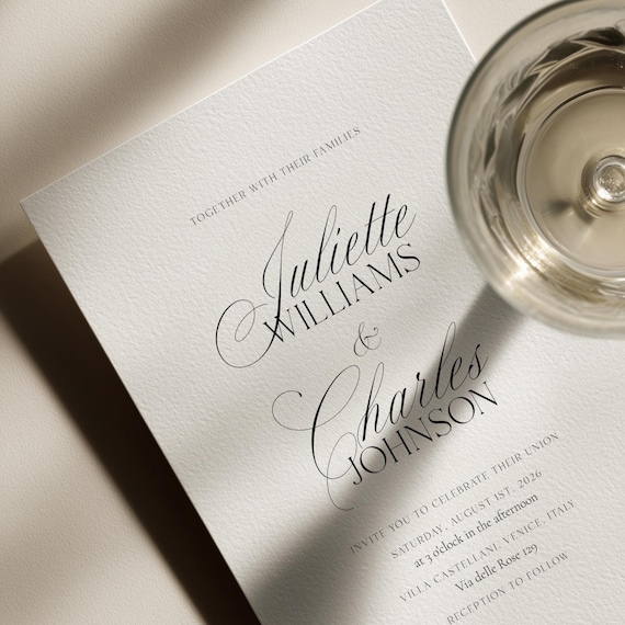 JULIETTE Timeless Elegant Wedding Invitation Template – Printable Editable Invite, Canva Template