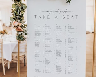 CLAIRE Alphabetical Wedding Seating Chart Template Download, Our Favorite People Seating Chart Poster, Minimal Modern Wedding Seating Chart