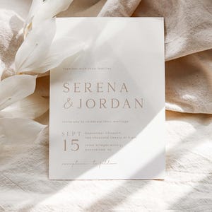 Beige Wedding Invitation Suite Template, Boho Minimalist Wedding Invitation Template, Wedding Invitation With Rsvp, Editable Invitation Set image 2