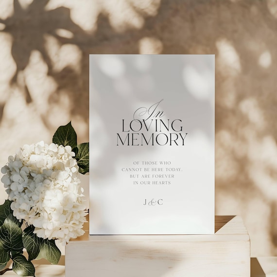 JULIETTE Old Money In Loving Memory Sign Template Download, Printable Memorial Wedding Table Sign, 4x6, 5x7 & 8x10, Canva Template